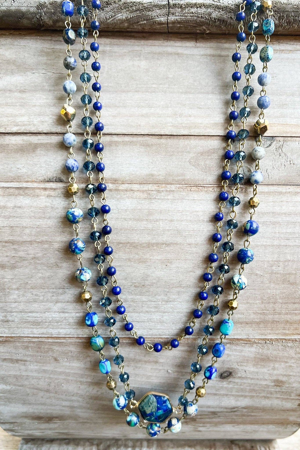 Janet Convertible Beaded Necklace - Blue, photo 6 of 7