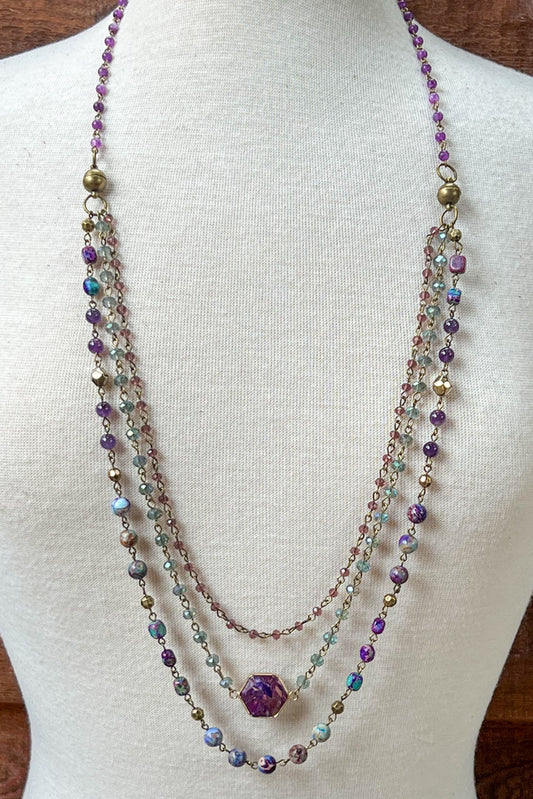 Janet Convertible Beaded Necklace - Purple, photo 2 of 2
