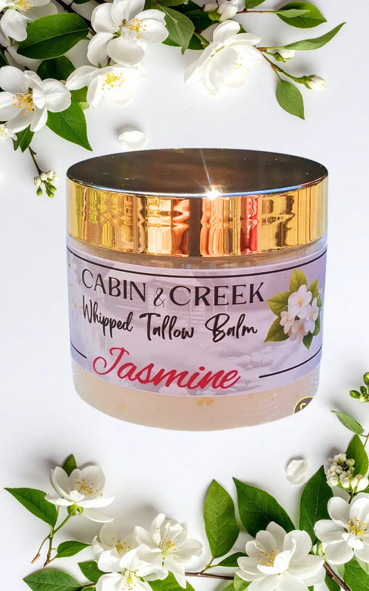 Jasmine whipped tallow balm 6 oz jar by Cabin & Creek