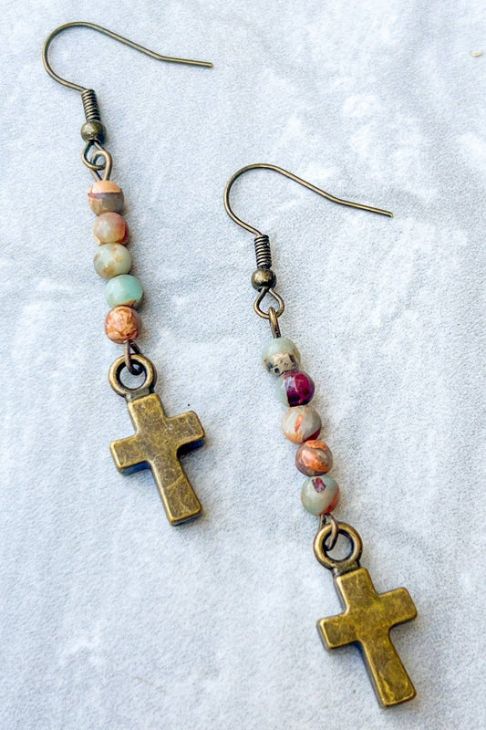 Kara Beaded Fishhook Earrings - Imperial Jasper