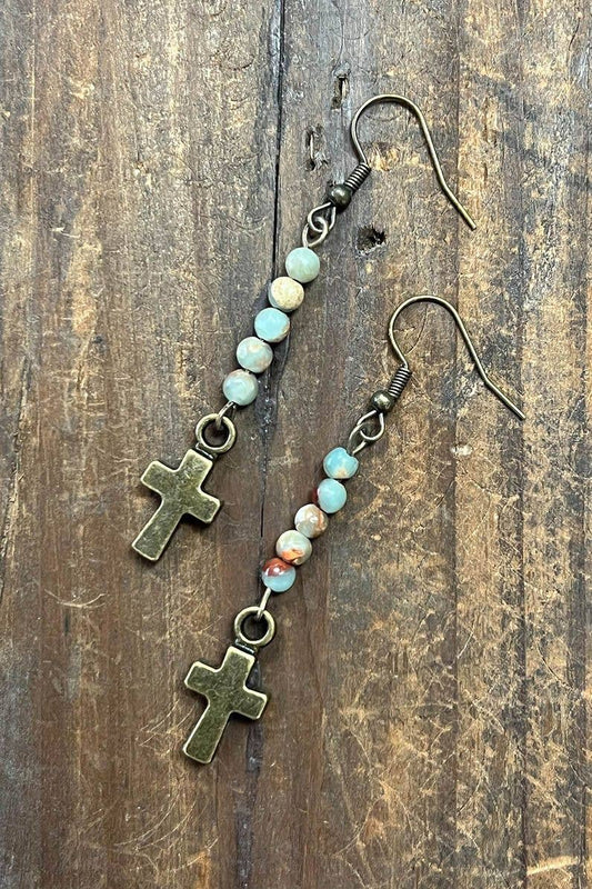 Kara Beaded Fishhook Earrings - Imperial Jasper, photo 2 of 2