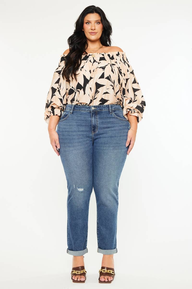 Kan Can Plus Mid Rise Slim Boyfriend Jeans - Dark Wash, photo 6 of 7