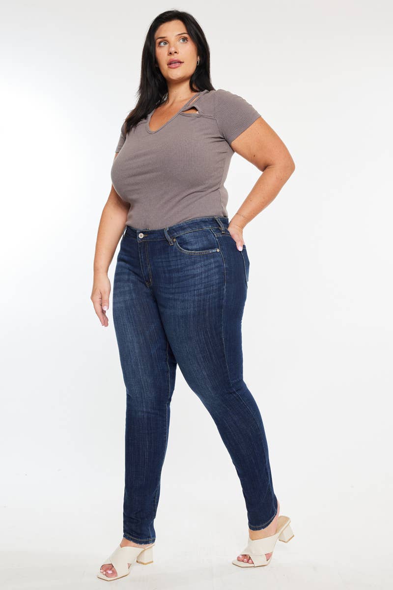Kan Can Plus Mid Rise Super Skinny Jeans - Dark Wash, photo 3 of 8