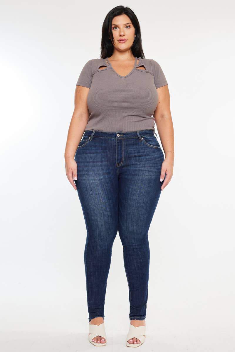 Kan Can Plus Mid Rise Super Skinny Jeans - Dark Wash, photo 7 of 8