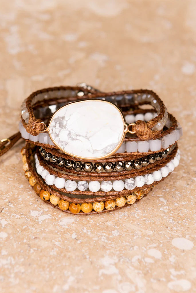 Kelly Vegan Leather Wrap Bracelet - White