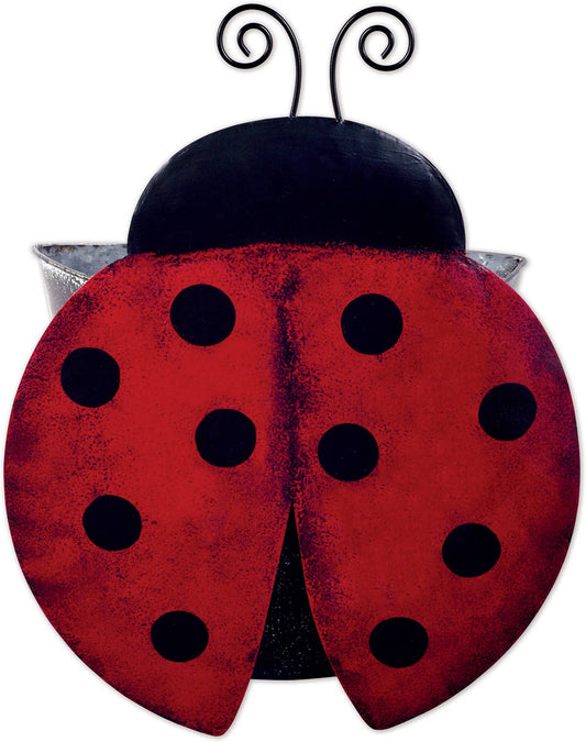 Ladybug Galvanized Metal Wall Planter