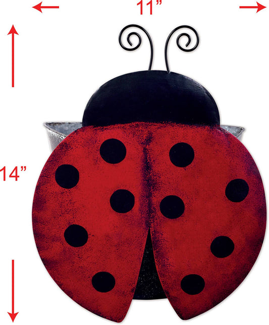 Ladybug Galvanized Metal Wall Planter, photo 2 of 2