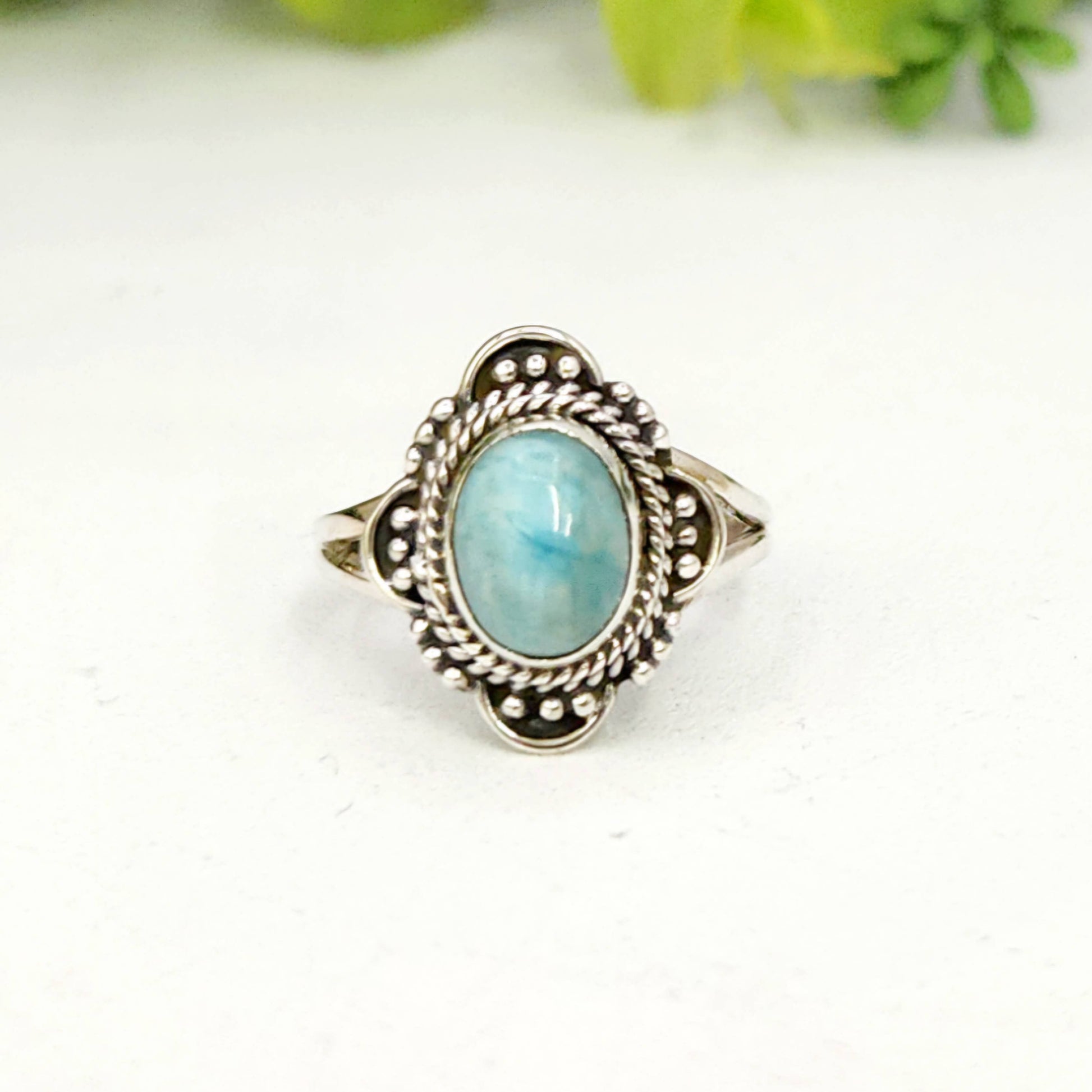 Larimar Sterling Silver Ring - Size 8