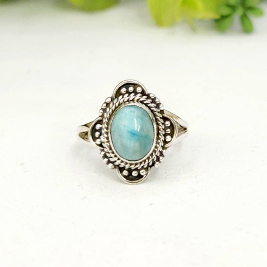 Larimar Sterling Silver Ring - Size 8