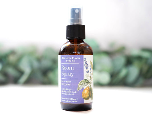 Lavender Bergamot essential oil room spray, a 4 oz natural home fragrance mist