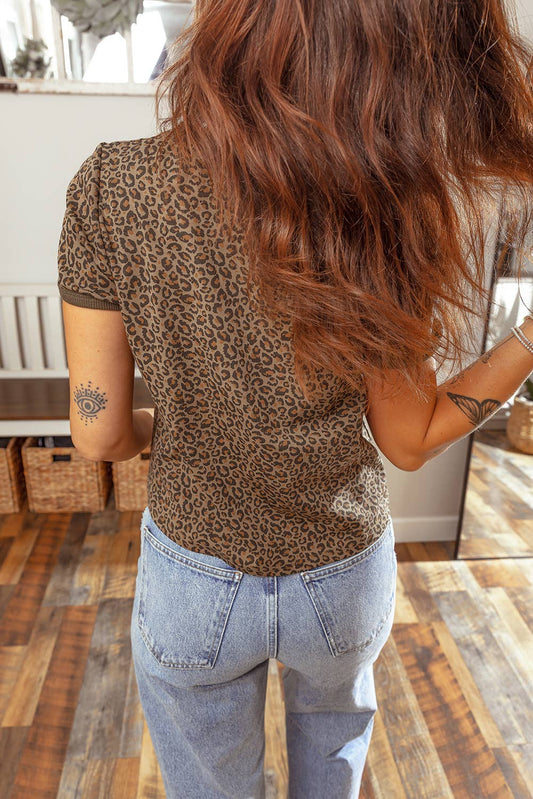 Fierce Leopard Crew Neck T-Shirt - Khaki, photo 2 of 5
