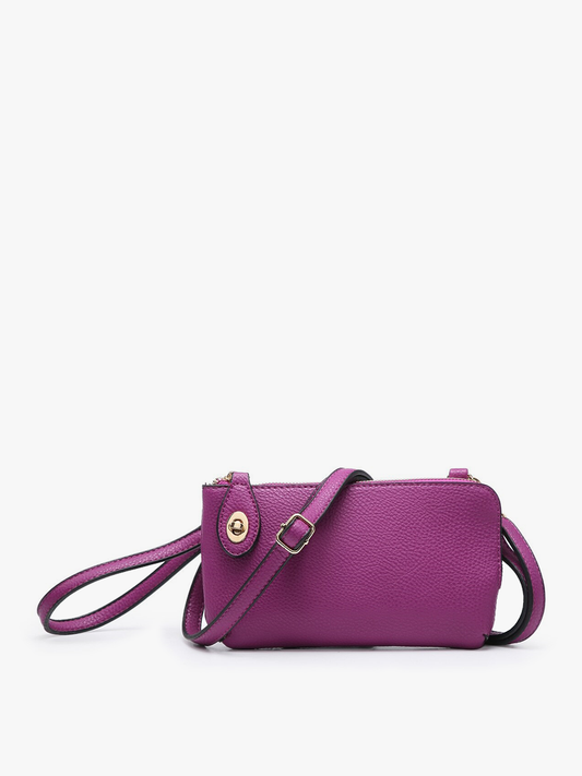 Kendall Twist-Lock Crossbody Wristlet - Purple, vegan leather