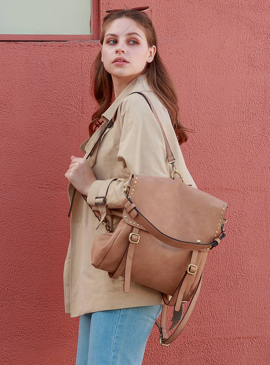Indigo Convertible Studded Backpack - Terracotta, photo 2 of 4