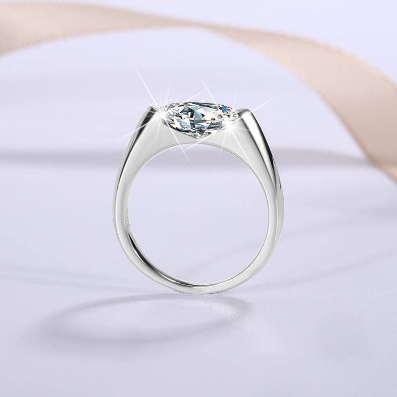 Marquise Moissanite Ring - Sterling Silver, Size 8, photo 2 of 4