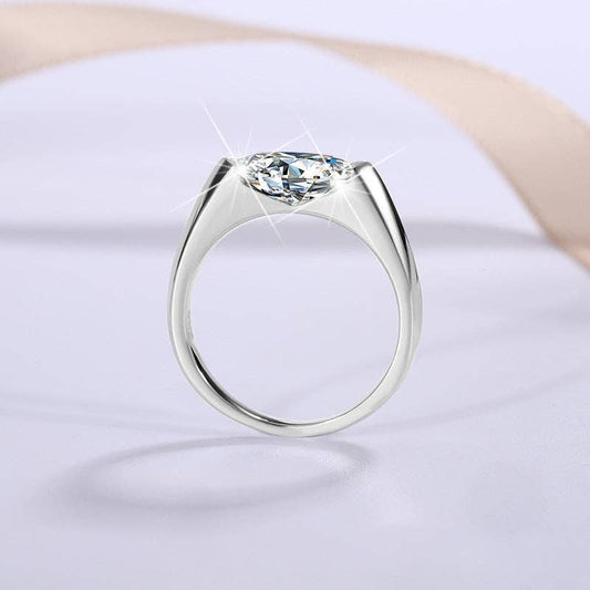 Marquise Moissanite Ring - Sterling Silver, Size 8, photo 2 of 4