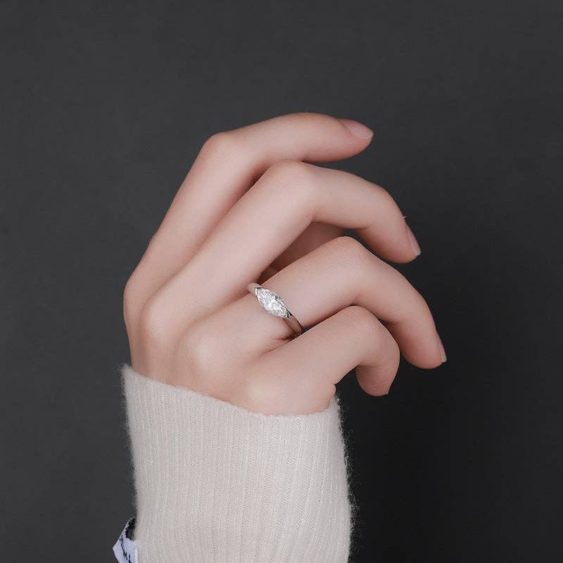 Marquise Moissanite Ring - Sterling Silver, Size 8, photo 3 of 4