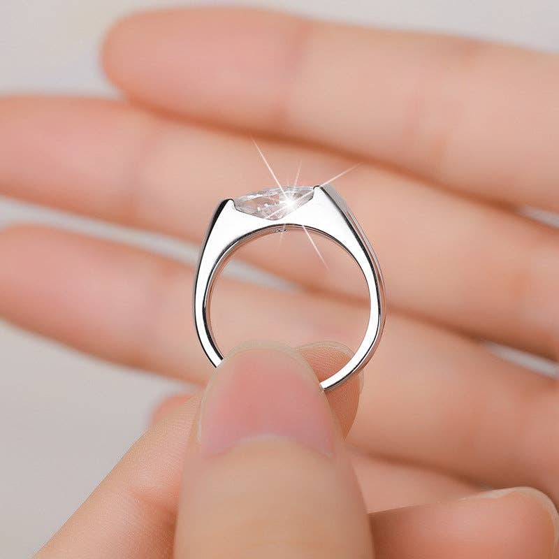Marquise Moissanite Ring - Sterling Silver, Size 8, photo 4 of 4
