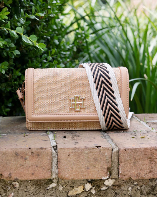 Maverick Straw Crossbody Bag - Natural Tan, natural straw