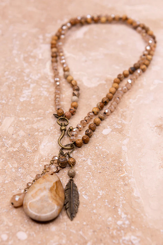 Meadow Adjustable Charm Necklace - Taupe Mix, photo 1 of 2