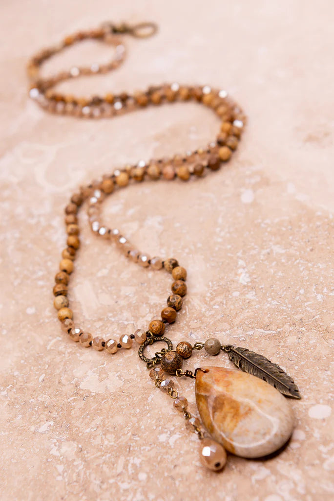 Meadow Adjustable Charm Necklace - Taupe Mix, photo 2 of 2