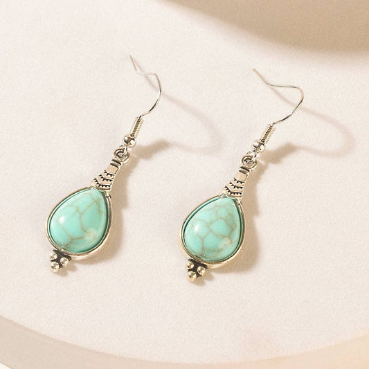 Mesa Droplet Turquoise Teardrop Earrings - Moonlit Blue