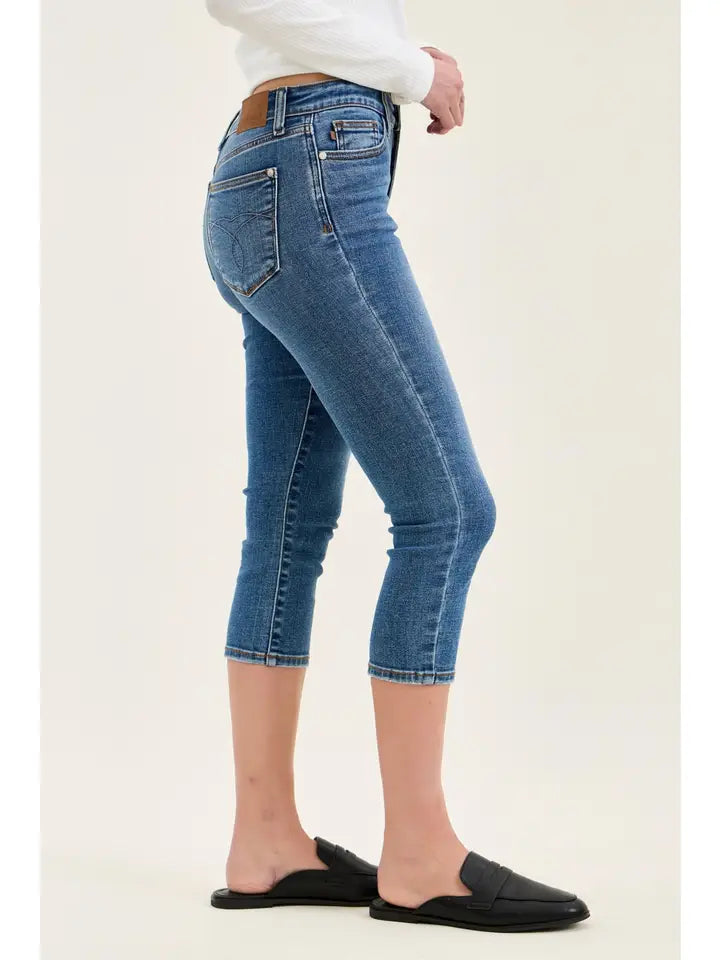 Judy Blue Mid Rise Capri Jeans - Blue Wash, photo 2 of 3