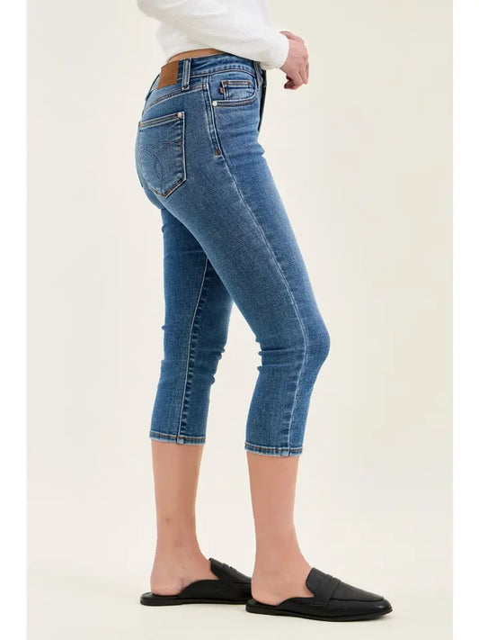 Judy Blue Mid Rise Capri Jeans - Blue Wash, photo 2 of 3
