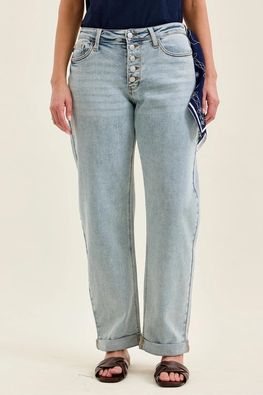 Judy Blue Mid Rise Marlow Arc Leg Jeans - Light Wash