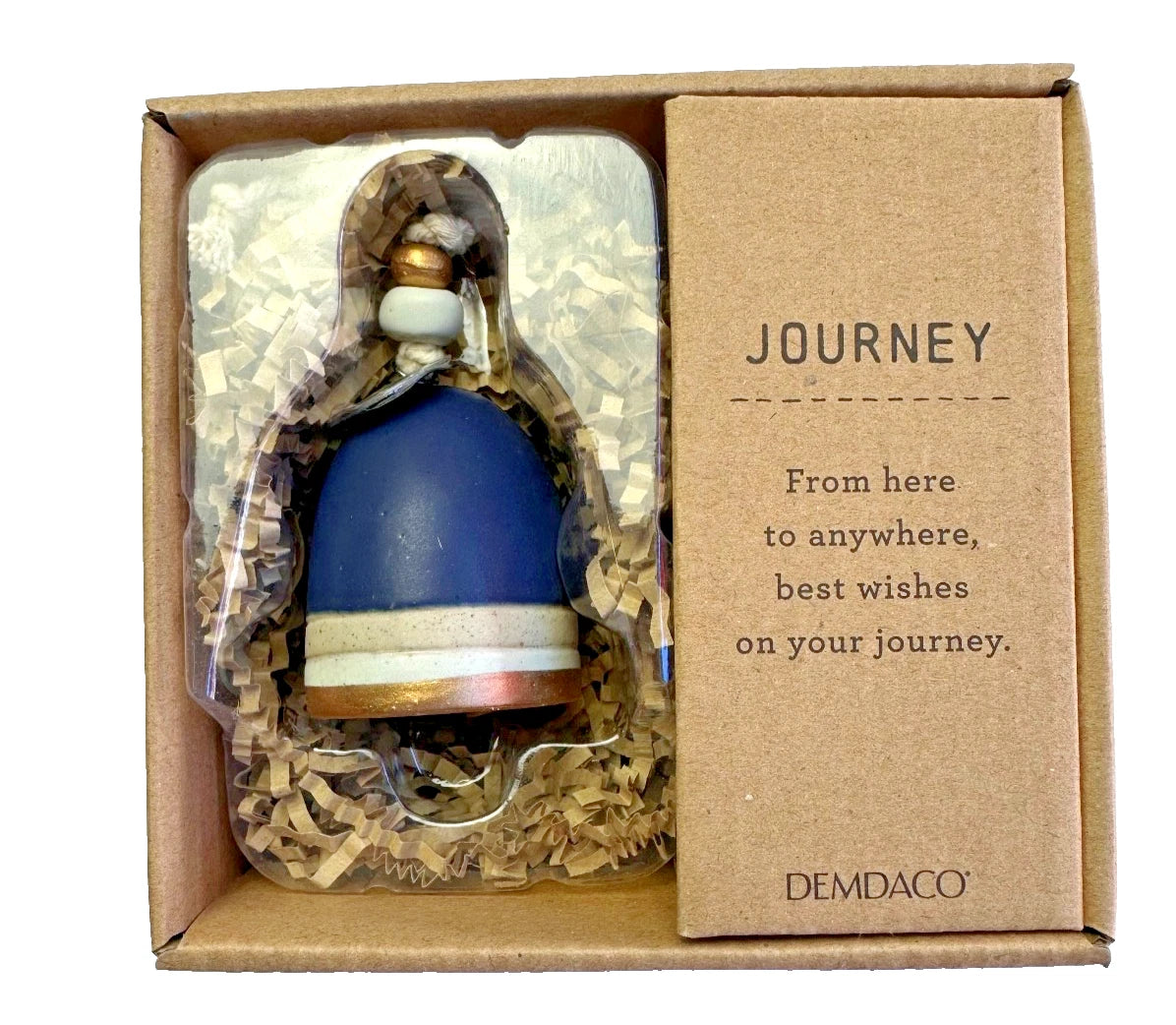 Mini Inspired Bell Journey in its kraft gift box, navy and white bell