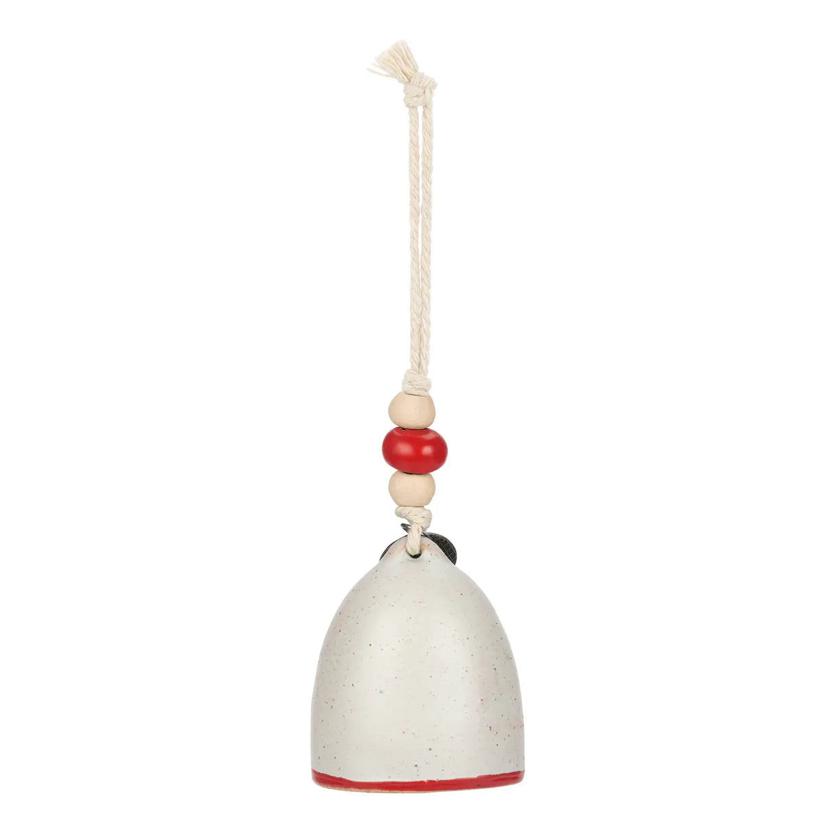 Side view of the white and red Mini Inspired Holiday Bell Love