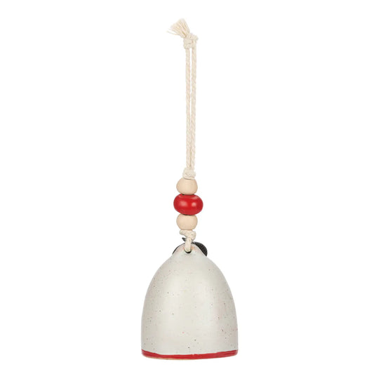 Side view of the white and red Mini Inspired Holiday Bell Love