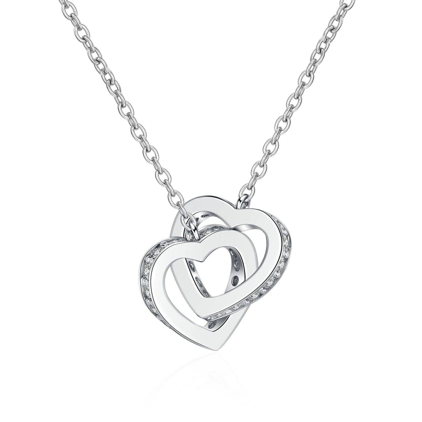 Moissanite Interlocking Heart Necklace - Sterling Silver, photo 3 of 3