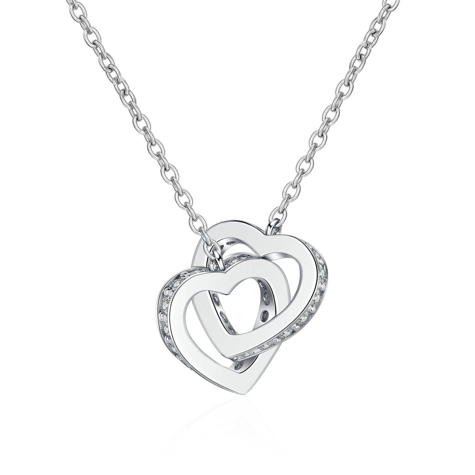 Moissanite Interlocking Heart Necklace - Sterling Silver, photo 3 of 3