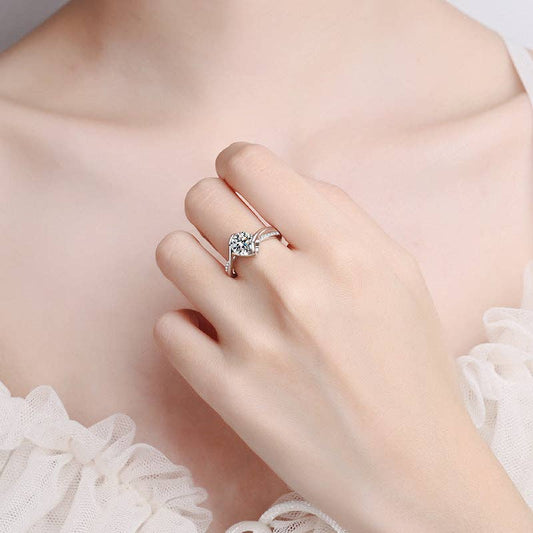 Moissanite Pave Ring - Sterling Silver, Size 7, photo 2 of 5