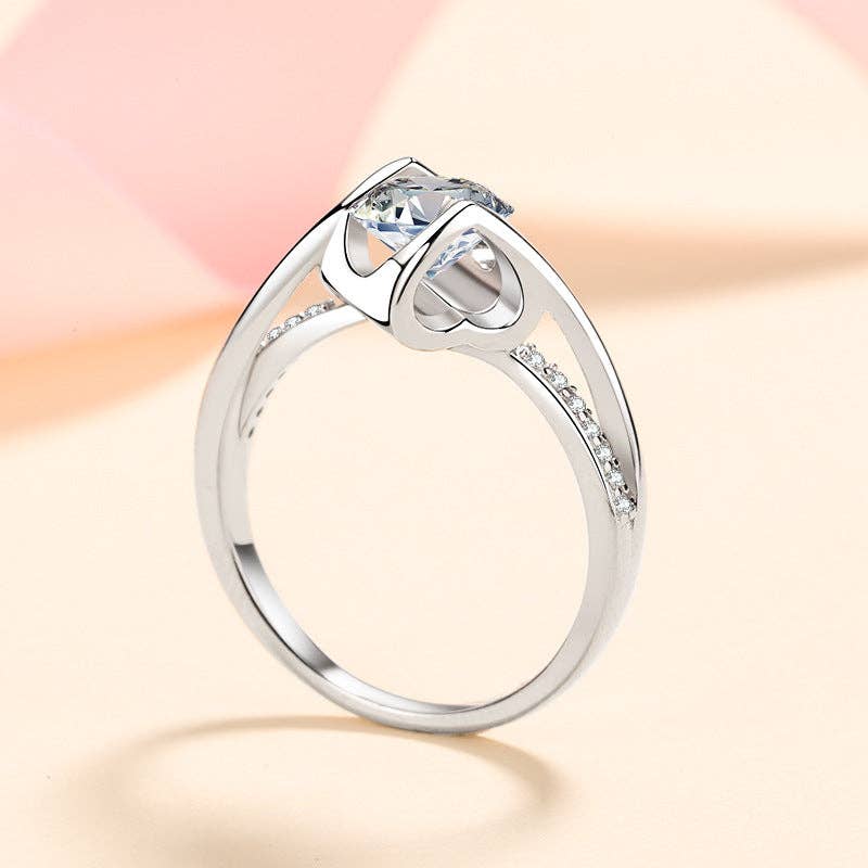 Moissanite Pave Ring - Sterling Silver, Size 7, photo 3 of 5