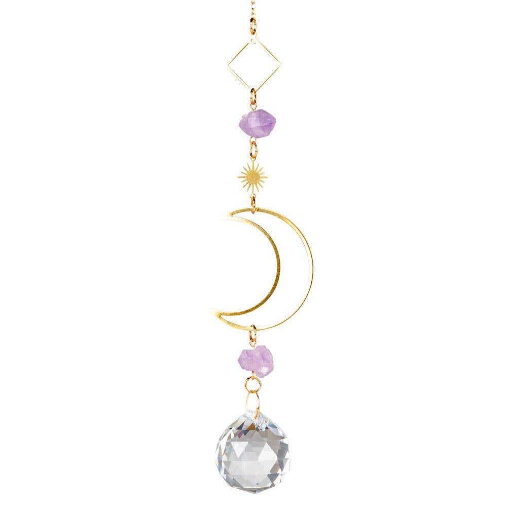 Moon & Amethyst Crystal Suncatcher