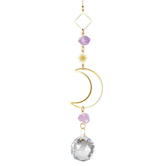 Moon & Amethyst Crystal Suncatcher