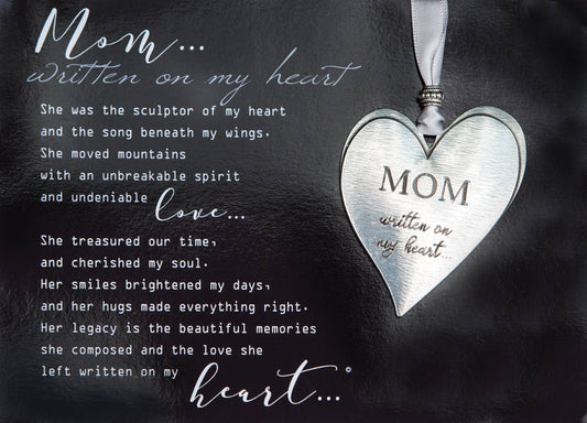 Mom, Written on My Heart Pewter Memorial Ornament