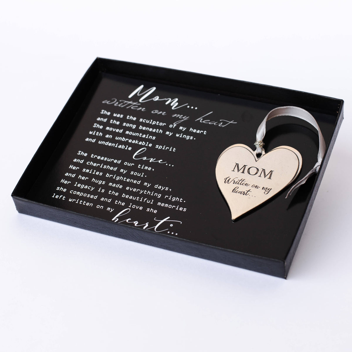 Mom, Written on My Heart Pewter Memorial Ornament, photo 2 of 4