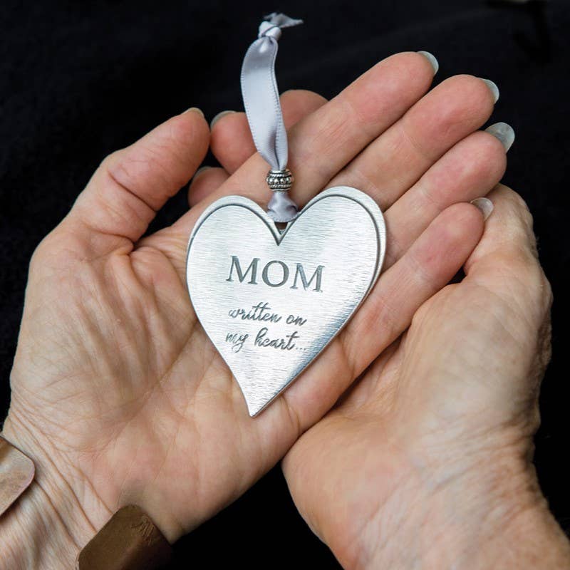 Mom, Written on My Heart Pewter Memorial Ornament, photo 3 of 4