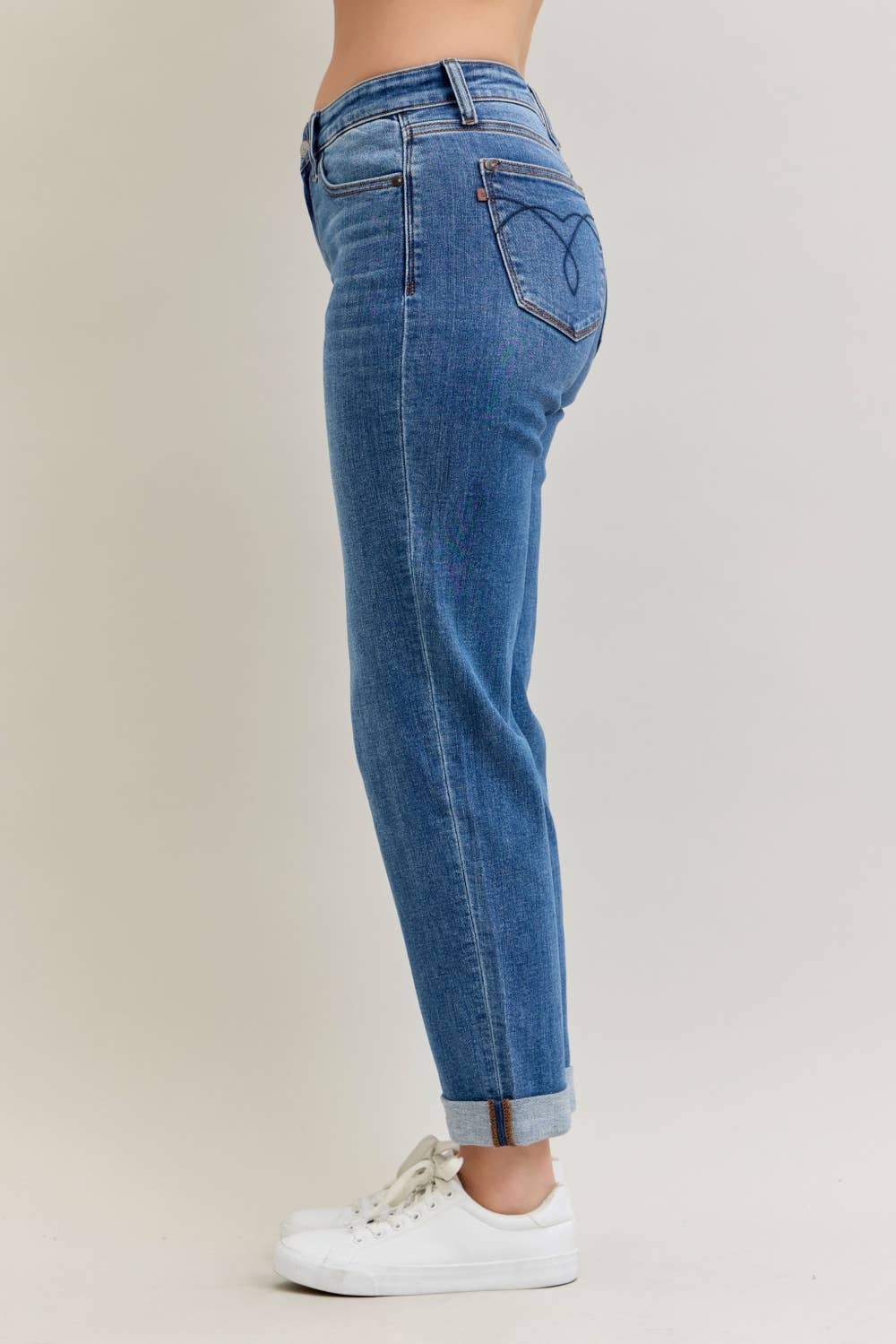Judy Blue Mid Rise Classic Cuffed Boyfriend Jeans, photo 2 of 7