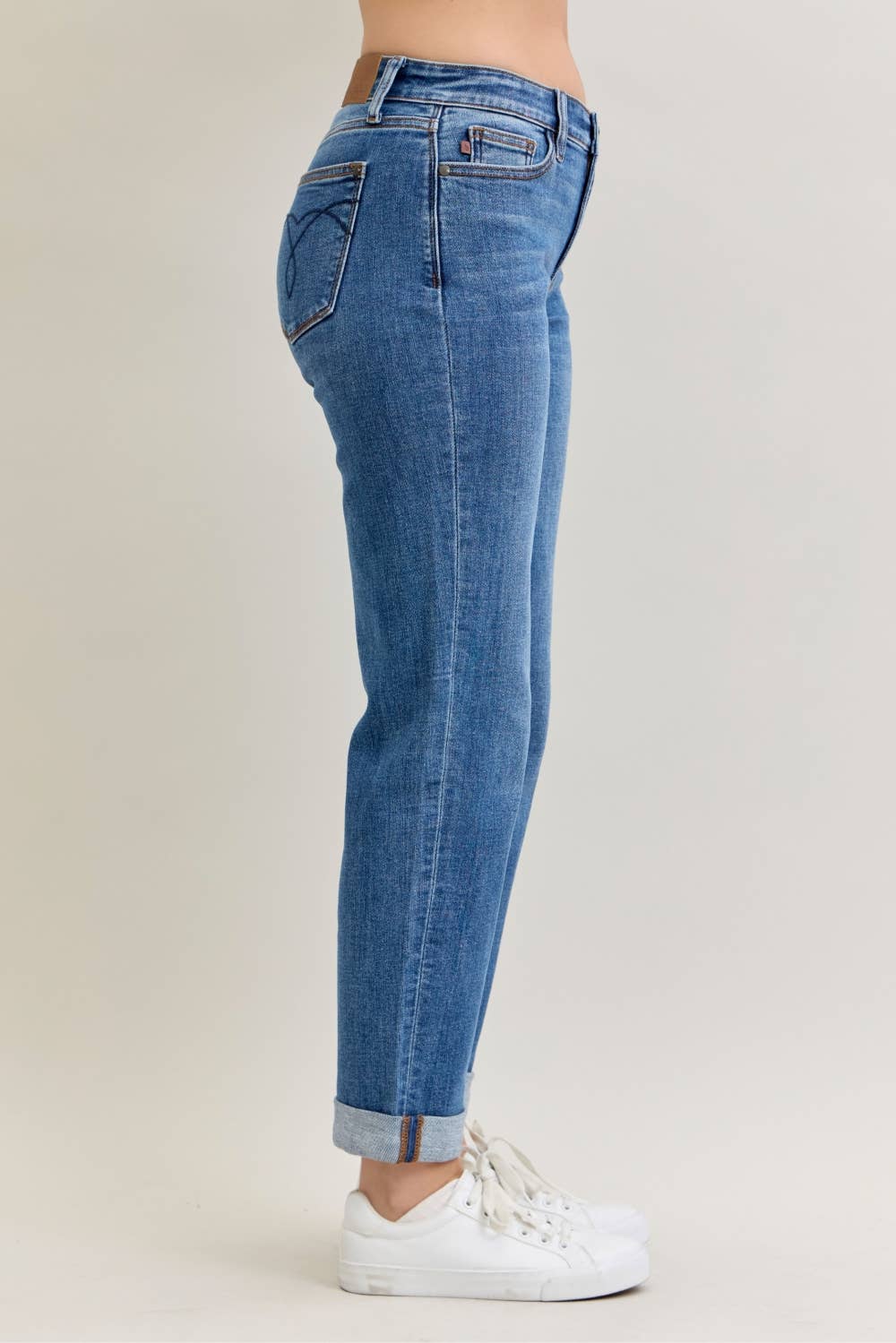 Judy Blue Mid Rise Classic Cuffed Boyfriend Jeans, photo 5 of 7