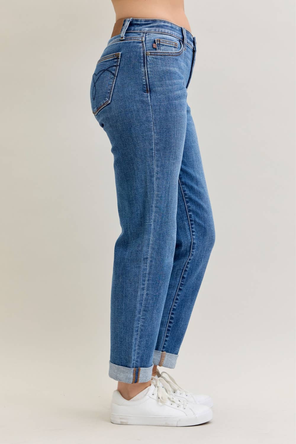 Judy Blue Mid Rise Classic Cuffed Boyfriend Jeans, photo 6 of 7