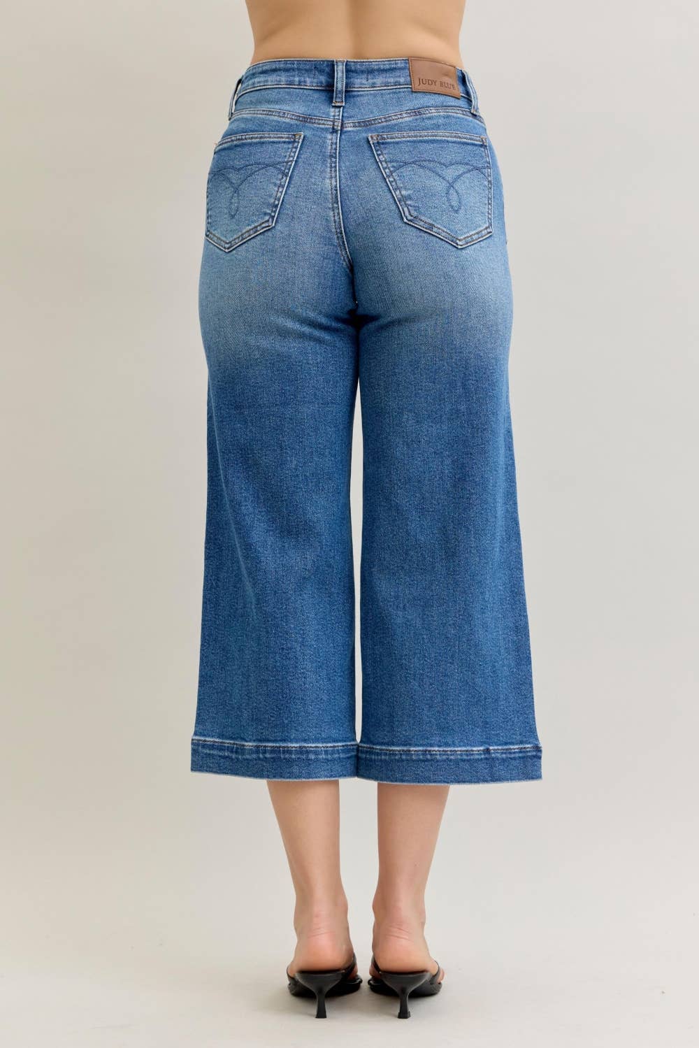 Judy Blue Mid Rise Wide Crop Jeans - Vintage Pockets & Wide Hem, photo 2 of 5