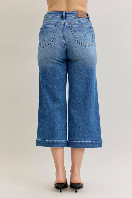 Judy Blue Mid Rise Wide Crop Jeans - Vintage Pockets & Wide Hem, photo 2 of 5