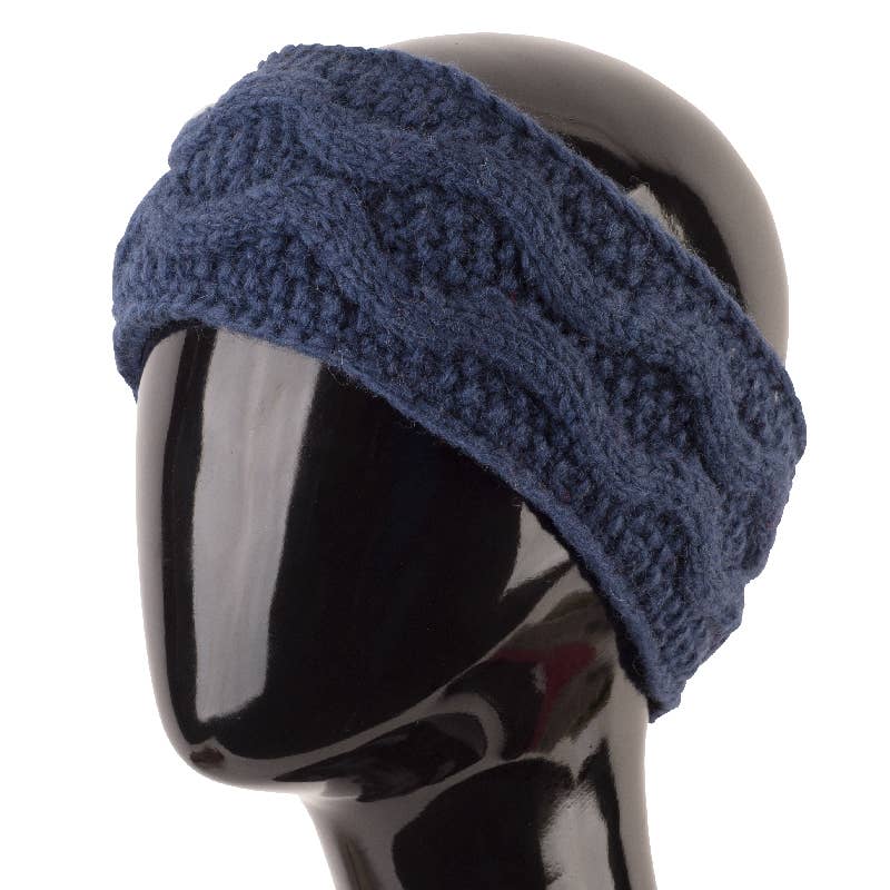 Nepali Fleece-Lined Wool Headband - Black, photo 3 of 6