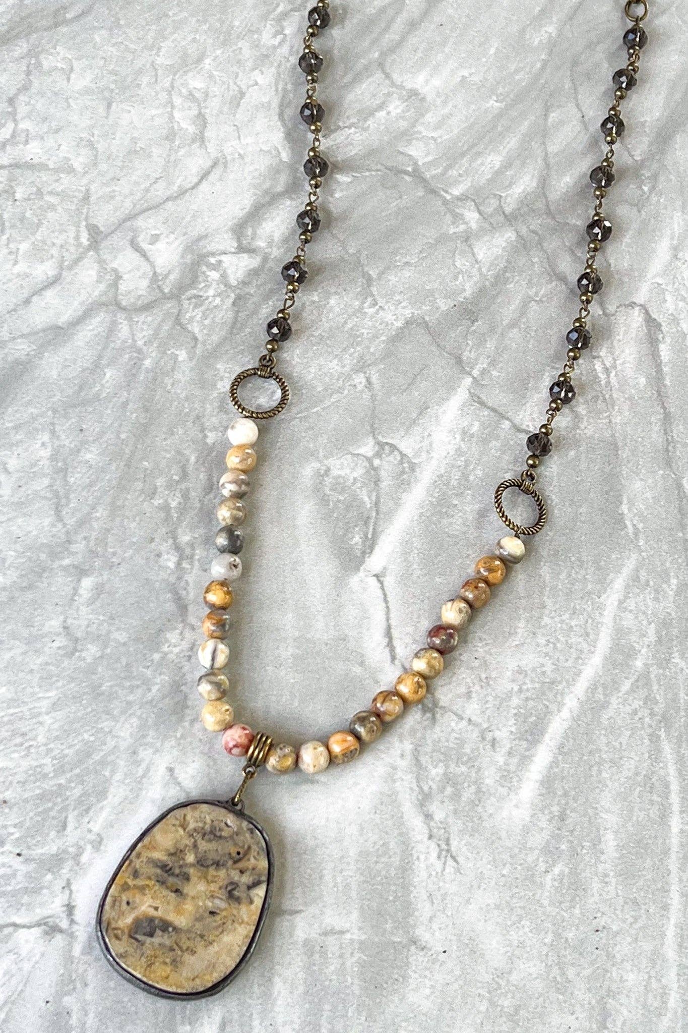 New Hope Half-Beaded Necklace with Stone Pendant, photo 2 of 5