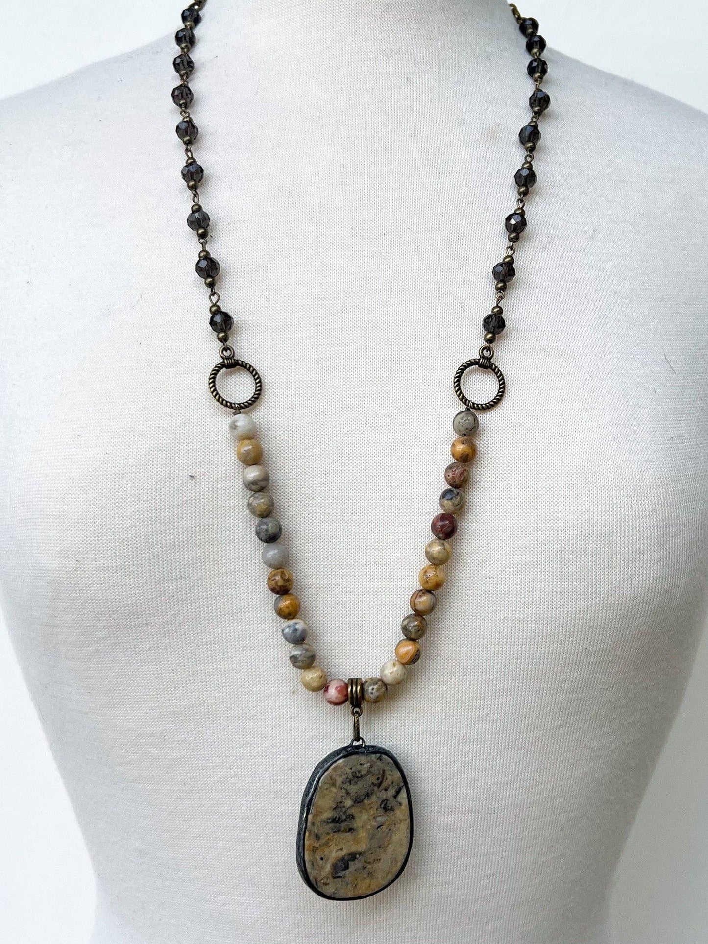 New Hope Half-Beaded Necklace with Stone Pendant, photo 3 of 5