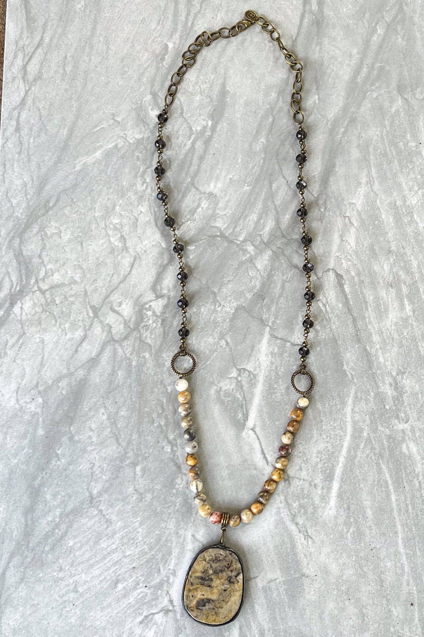 New Hope Half-Beaded Necklace with Stone Pendant, photo 4 of 5