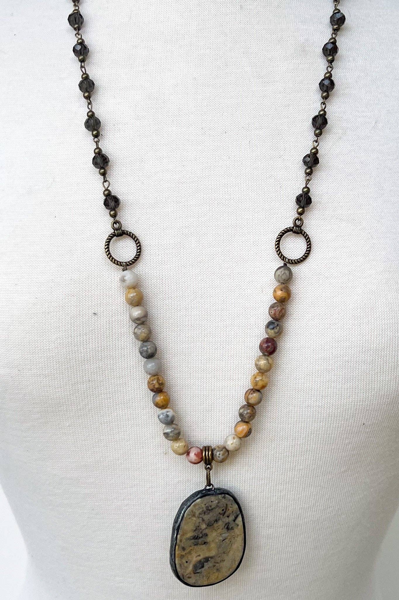 New Hope Half-Beaded Necklace with Stone Pendant, photo 5 of 5